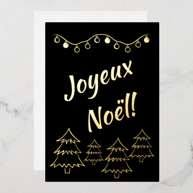 Joyeux Noel Christmas Lights Xmas Tree Black (Front/Back)