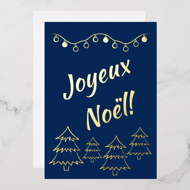 Joyeux Noel Christmas Lights Xmas Tree Blue (Front/Back)