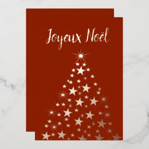 Joyeux Noel Christmas Tree Stars Rose Gold Foil Ho