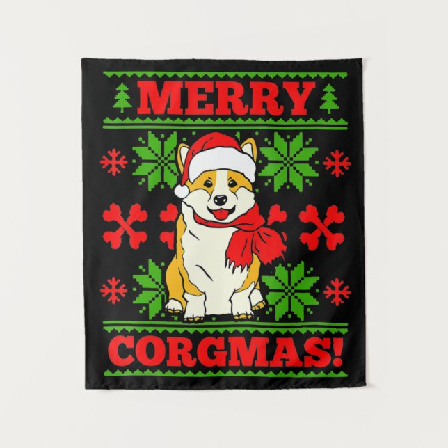 Joyeux Noël Corgmas Corgi Dog Tapestry (Front)