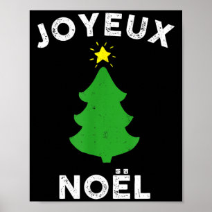 Joyeux Noël Cute French Merry Christmas Tree Retro Poster