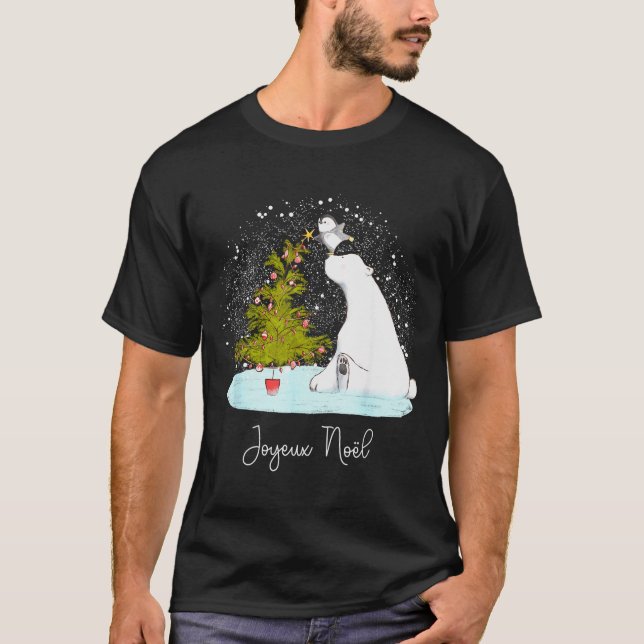 Joyeux Noël - Cute Lar Bear Penguin Christmas  T-Shirt (Front)