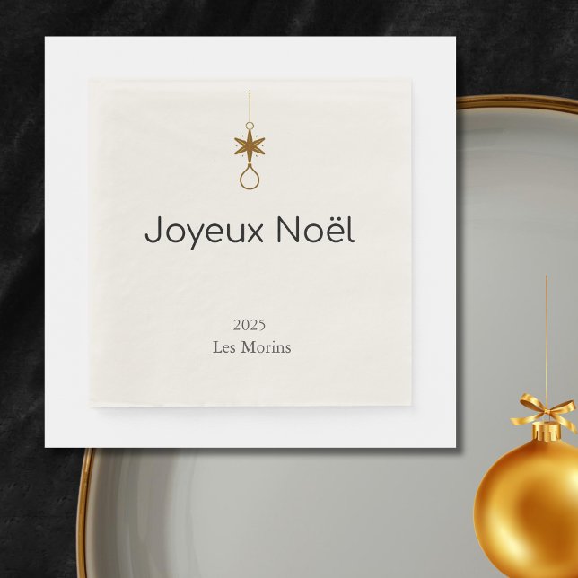 Joyeux Noel - delicate pine branches  Napkin (Creator Uploaded)