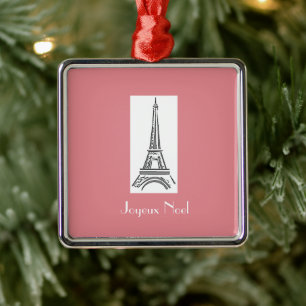 Joyeux Noel Eiffel Tower French Christmas Ornament