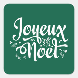 Joyeux Noel Elegant Red French Christmas  Square Sticker