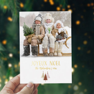 Joyeux Noel Festive Photo Modern Christmas Gold
