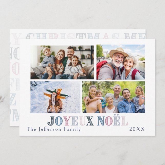 Joyeux Noel Four Photo Card (Front/Back)