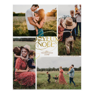 Joyeux Noel French Christmas Four Photo Collage Poster