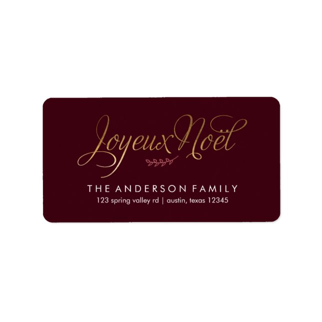 Joyeux Noel French Christmas Label (Front)