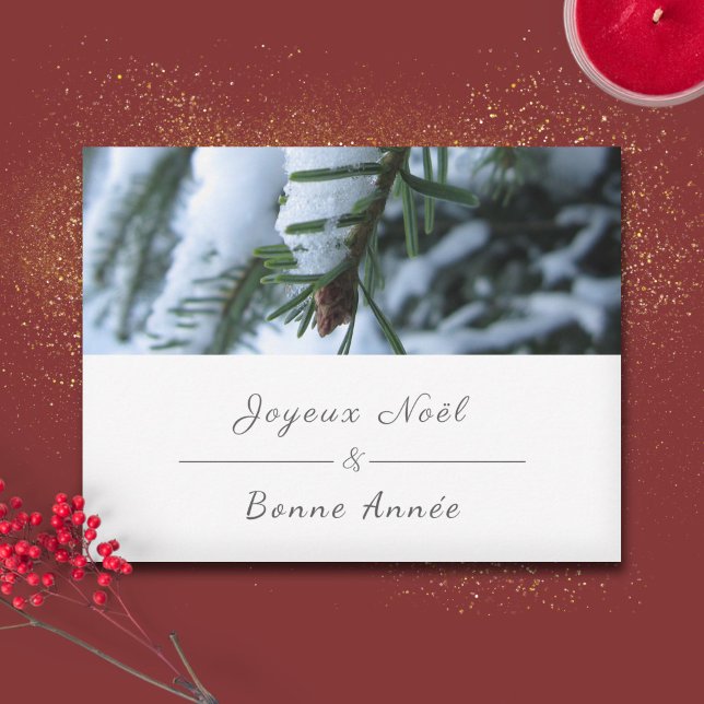 Joyeux Noël, French Christmas & New Year, Fir Tree Holiday Card (Joyeux Noël, French Christmas & New Year, Fir Tree Holiday Card)