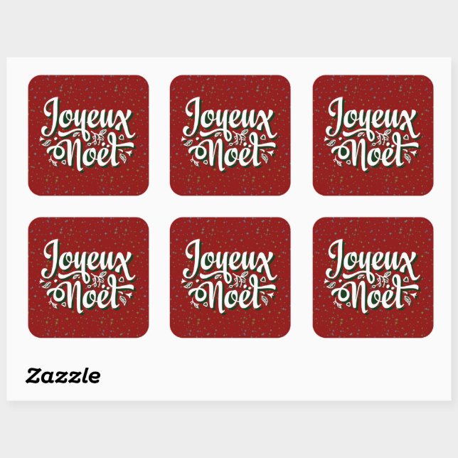 Joyeux Noël French Christmas Text  Paper  Square Sticker (Sheet)
