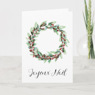 Joyeux Noël, French Christmas Wreath  Holiday Card