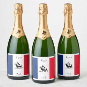 Joyeux Noel French Flag Christmas France Sparkling Wine Label
