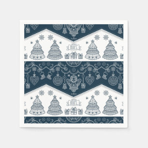 Joyeux Noel French folk art blue white angel Napkin