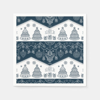 Joyeux Noel French folk art blue white angel Napkin