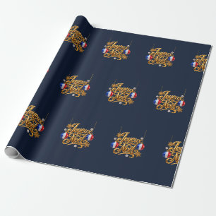 Joyeux Noël French Gold Christmas Wrapping Paper