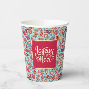 Joyeux Noel french Merry Christmas folk art chic Paper Cups