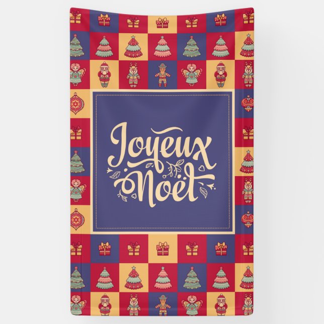 Joyeux Noel french Merry Christmas wall greeting Banner (Vertical)