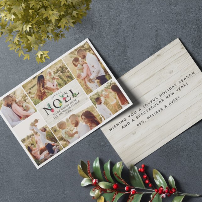 Joyeux Noel French Modern Christmas Photos Collage Holiday Card (Creator Uploaded)