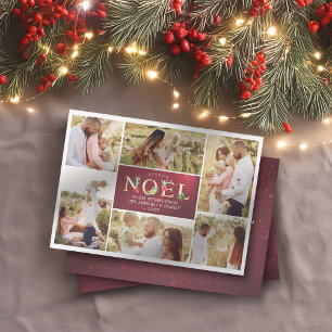Joyeux Noel French Modern Christmas Photos Collage Holiday Card