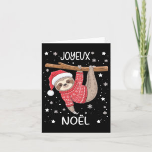 Joyeux Noël French Sloth Hanging Merry Christmas Card