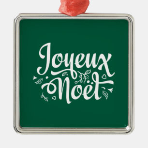 Joyeux Noel Green Metal Tree Decoration