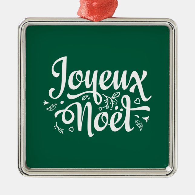Joyeux Noel Green Metal Tree Decoration (Front)