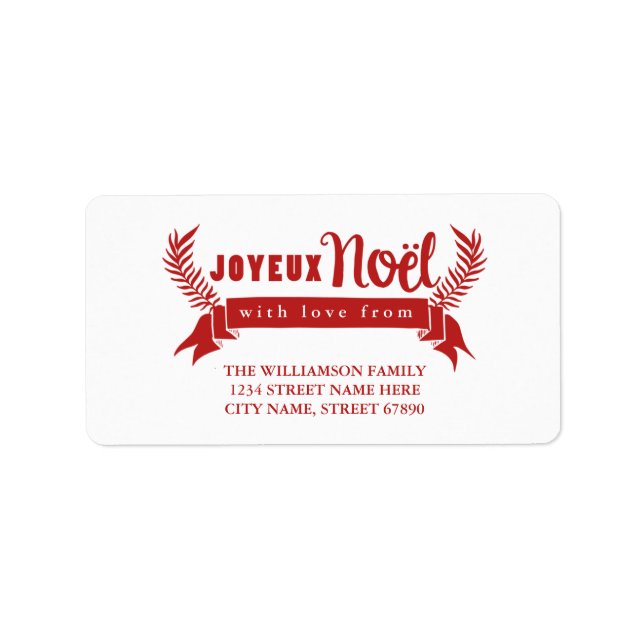 Joyeux Noel Holiday Address Labels / Red (Front)