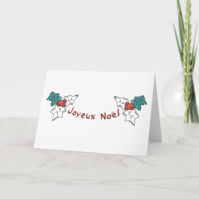 Joyeux Noel Holly Holiday Card (Front)