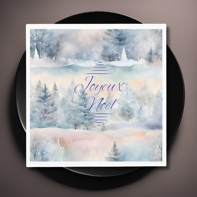 Joyeux Noël  in cool hues Napkin (Creator Uploaded)