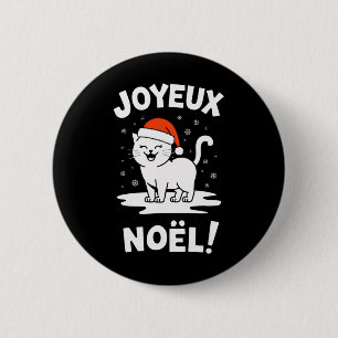 Joyeux Noël Khao Manee White Cat Christmas Santa 6 Cm Round Badge