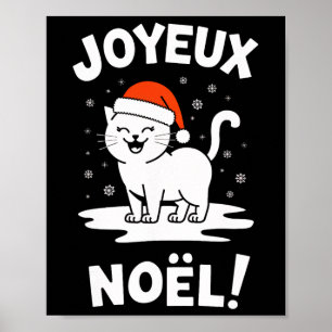 Joyeux Noël Khao Manee White Cat Christmas Santa  Poster