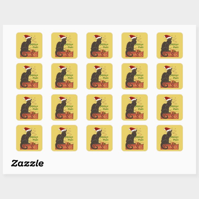 Joyeux Noel Le Chat Noir Christmas Spoof  Square Sticker (Sheet)