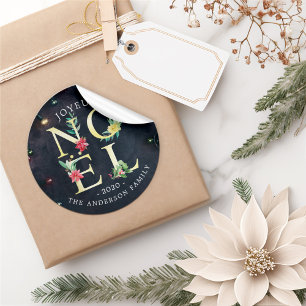 Joyeux Noel Merry Christmas Happy New Year Wishes Classic Round Sticker