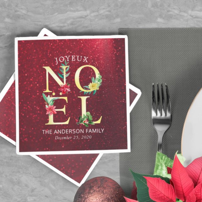 Joyeux Noel Merry Christmas Happy New Year Wishes Napkin (Creator Uploaded)