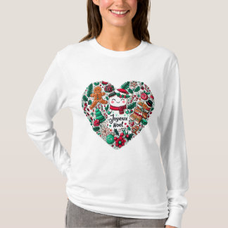 Joyeux Noel Merry Christmas Heart T-Shirt