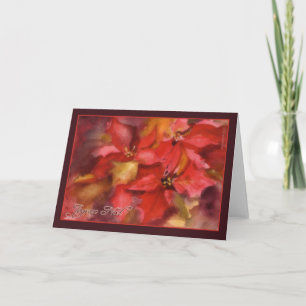joyeux Noël, Merry christmas in French, poinsettia Holiday Card