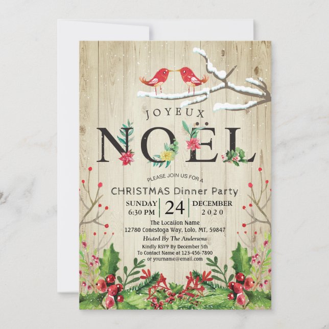 Joyeux Noel Merry Christmas New Year Dinner Party (Front)