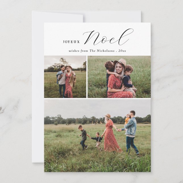 Joyeux Noel Minimal Typography Christmas Photo Holiday Card (Front)