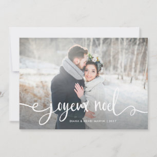 Joyeux Noel Modern Rustic French Christmas Photo Holiday Card