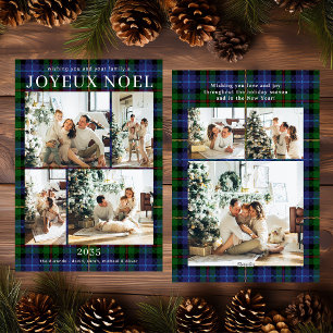 Joyeux Noel Multi Photo Green Plaid Holiday Card