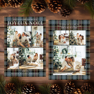 Joyeux Noel Multi Photo Plaid Holiday Card