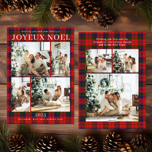 Joyeux Noel Multi Photo Red Plaid Holiday Card