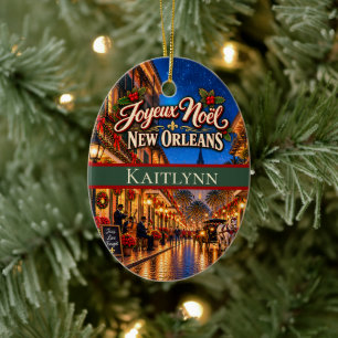 Joyeux Noël New Orleans Vintage Christmas Ceramic Tree Decoration