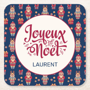 Joyeux Noel Personalised Square Paper Coaster