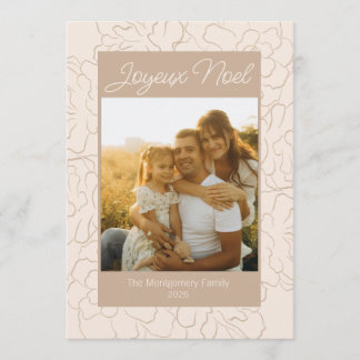 Joyeux Noel Pinecone Floral Family Photo Holiday Card