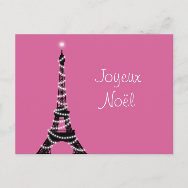 Joyeux Noël Postcard in Fuchsia (Front)