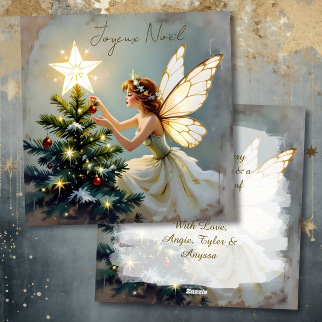 Joyeux Noël | Pretty Fairy Personalised Christmas Holiday Card (Creator Uploaded)