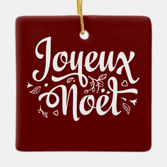 Joyeux Noel Red  Ceramic Ornament (Front)