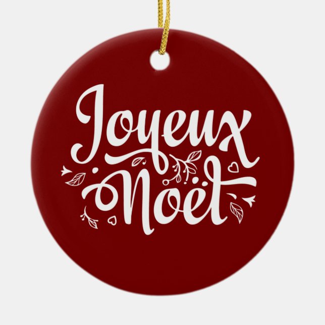Joyeux Noel Red  Ceramic Tree Decoration (Front)